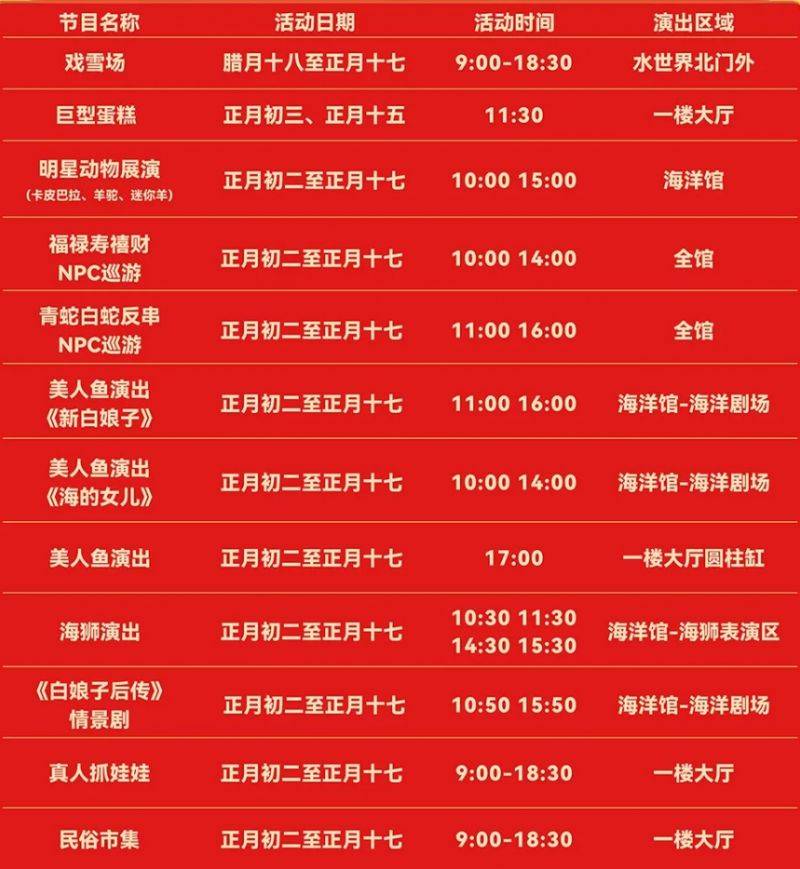 2025沧州海洋馆春节活动时间表