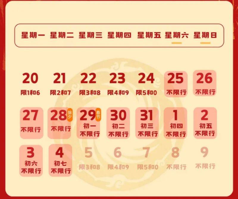 成都1月25日至2月4日连续11天不限行