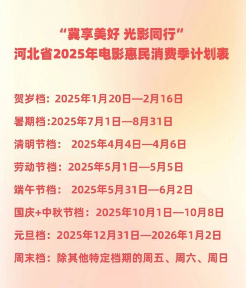 2025河北冀享美好光影同行电影惠民消费季活动指南（时间+入口）