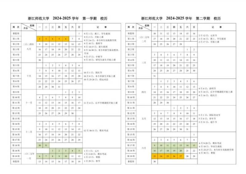 2025金华各大学春季开学时间