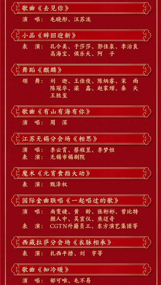 中央广播电视总台元宵晚会武汉分会场节目单2025（2）