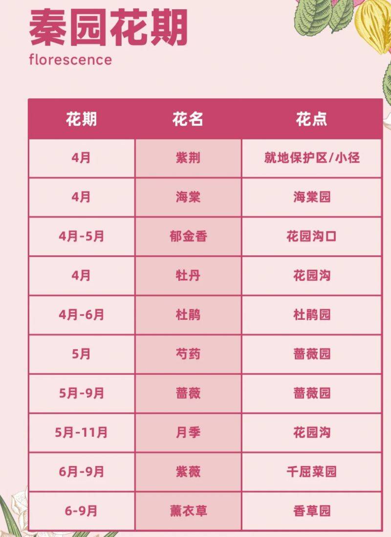 2025西安秦岭国家植物园全年赏花时间表
