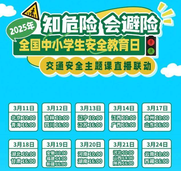 全国交警联动直播知危险会避险交通安全主题课（时间+入口）